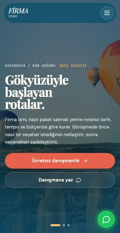 Travel Agency mobile website example screenshot