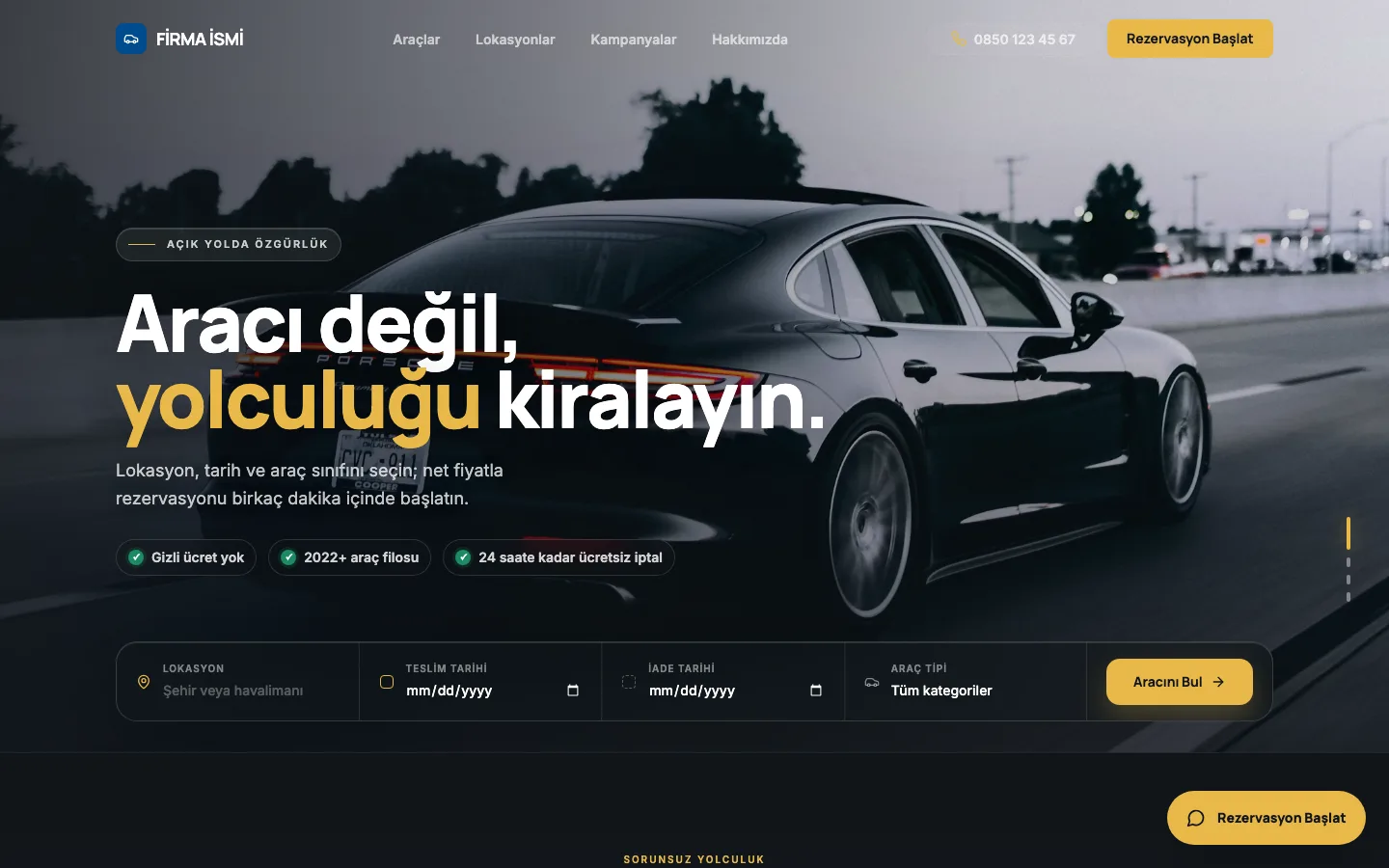 Car Rental website example screenshot
