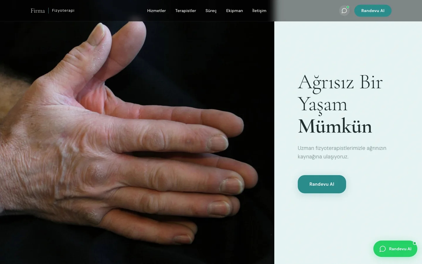 Physiotherapy website example screenshot