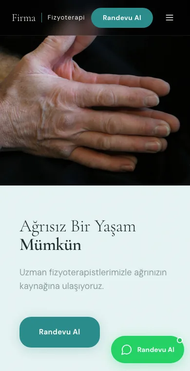 Physiotherapy mobile website example screenshot