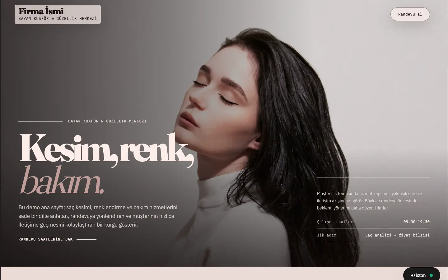Hair Salon website example screenshot