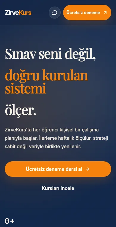 Course Center mobile website example screenshot