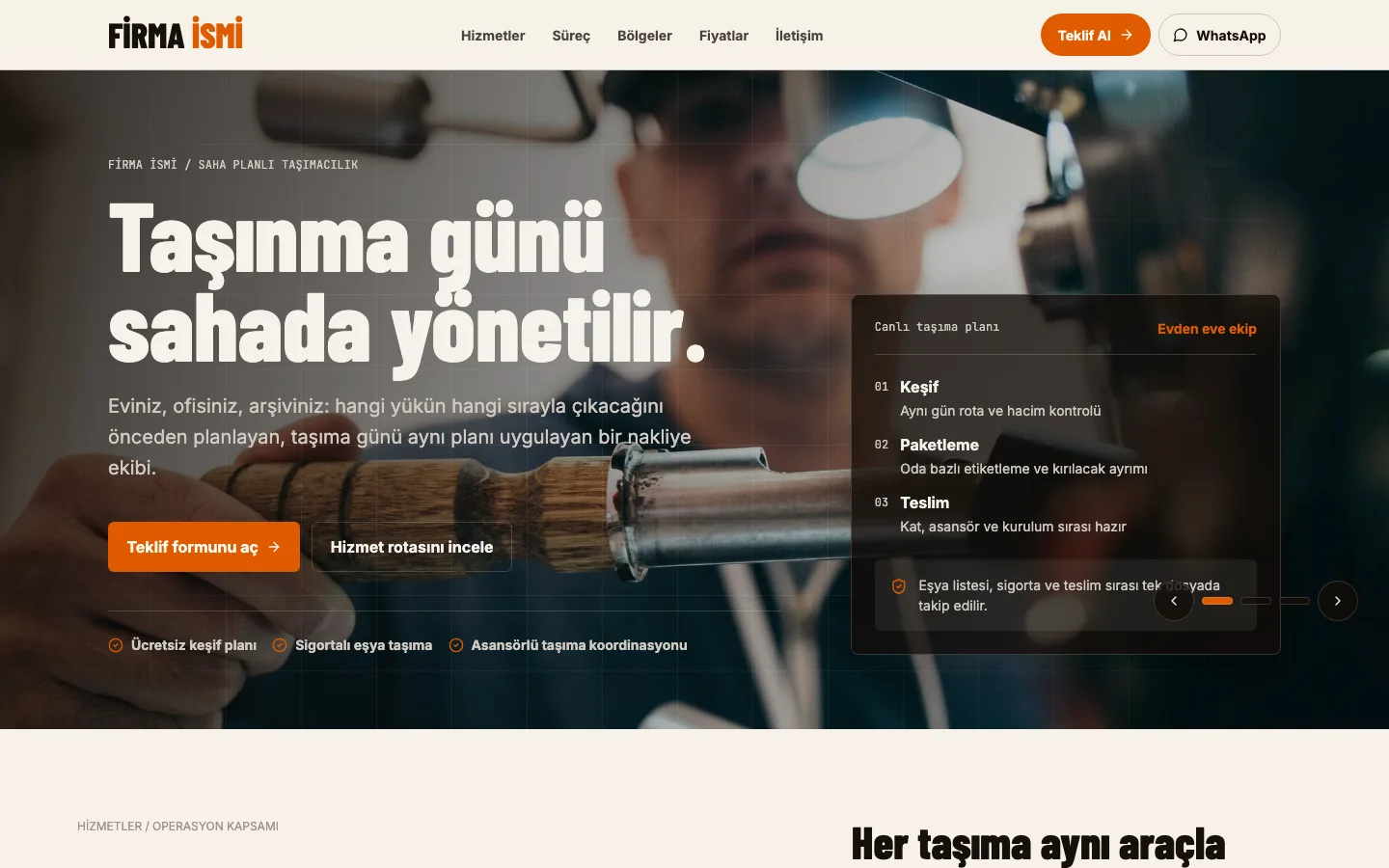 Moving website example screenshot