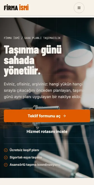 Moving mobile website example screenshot