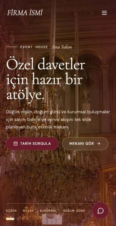 Event Company mobile website example screenshot
