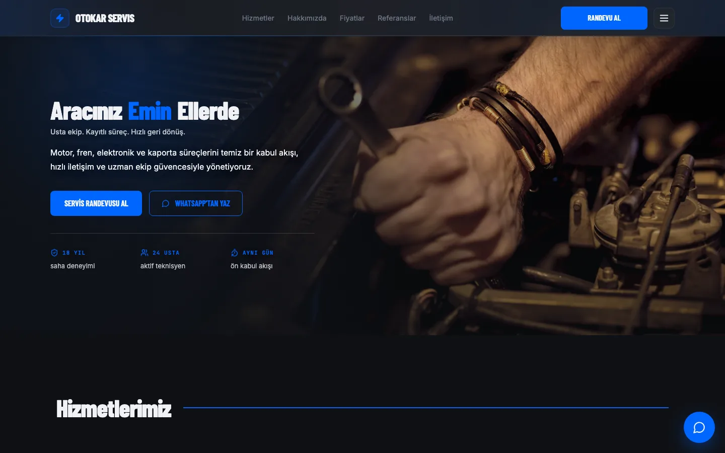 Auto Service website example screenshot