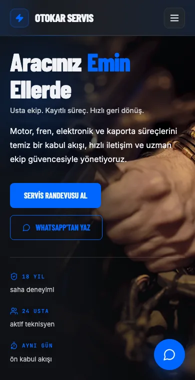Auto Service mobile website example screenshot