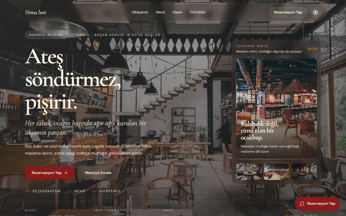 Restaurant website example screenshot