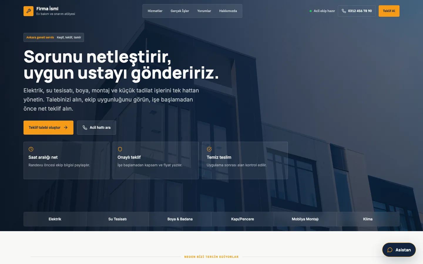 Renovation website example screenshot
