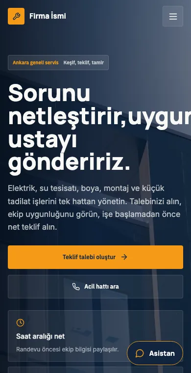 Renovation mobile website example screenshot