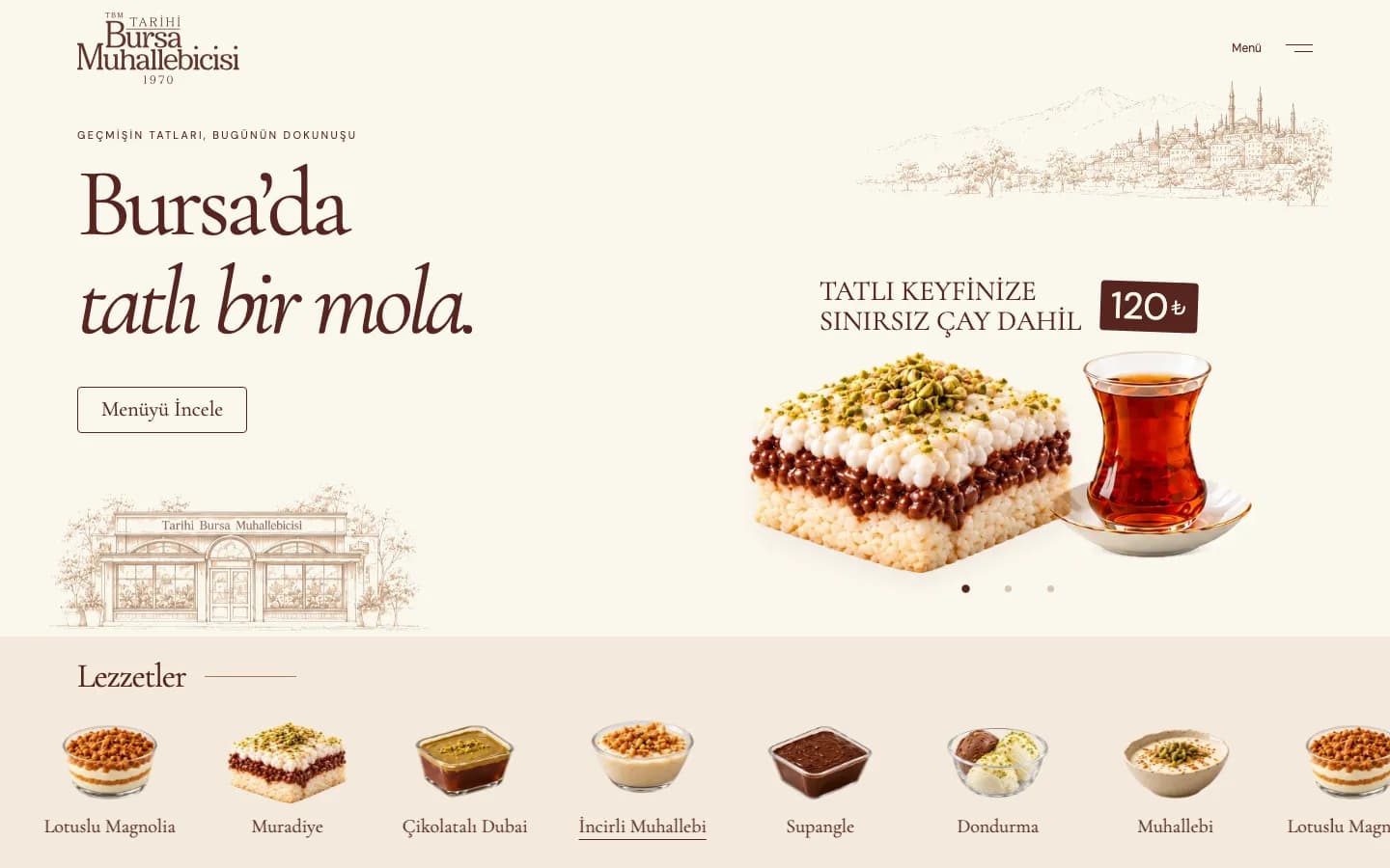 Tarihi Bursa Muhallebicisi: Dessert Shop Website