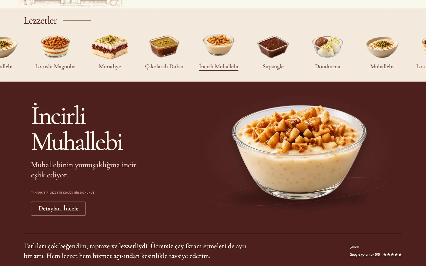 Tarihi Bursa Muhallebicisi lezzetler vitrini