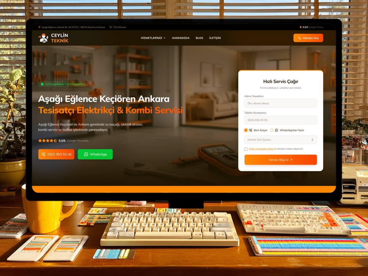 Ceylin Teknik website design preview