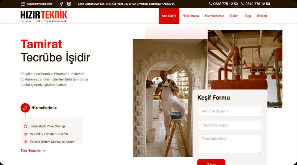 Hizir Teknik: Service Company Web Platform with CMS and Proposal Workflows